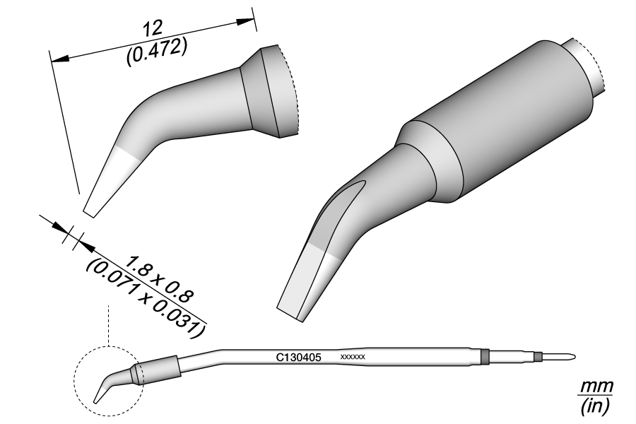 C130405 - Chisel Bent Cartridge 1.8 x 0.8